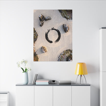 Rock Garden Canvas Art | Winter Zen Enso Art