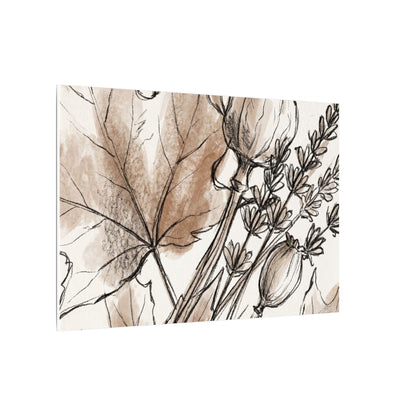 Neutral Dried Flowers Canvas Art - Minimal Line Japandi