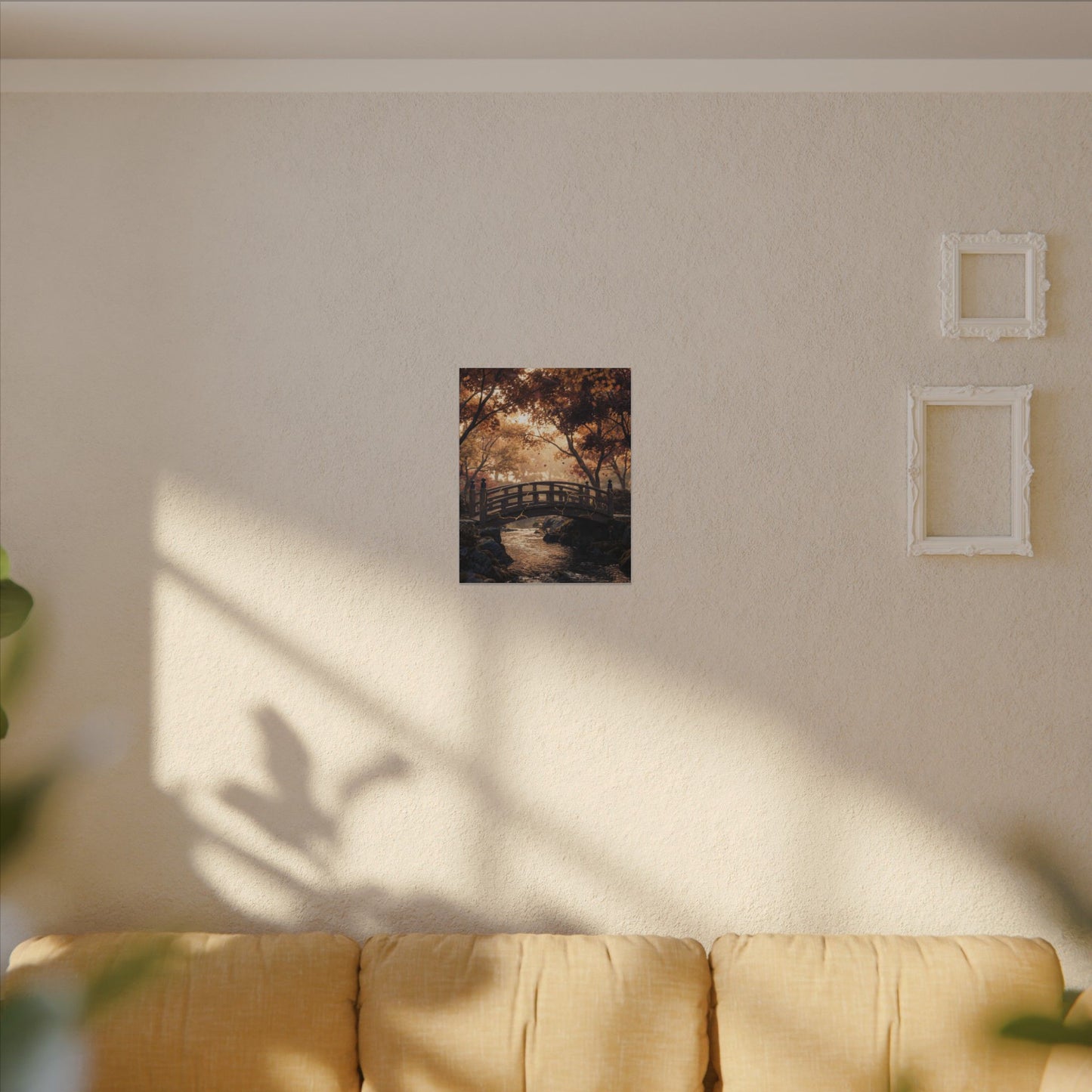 Autumn Wooden Bridge Gold Vein Canvas Art | Resilient Decor