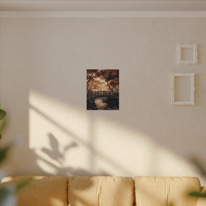 Autumn Wooden Bridge Gold Vein Canvas Art | Resilient Decor