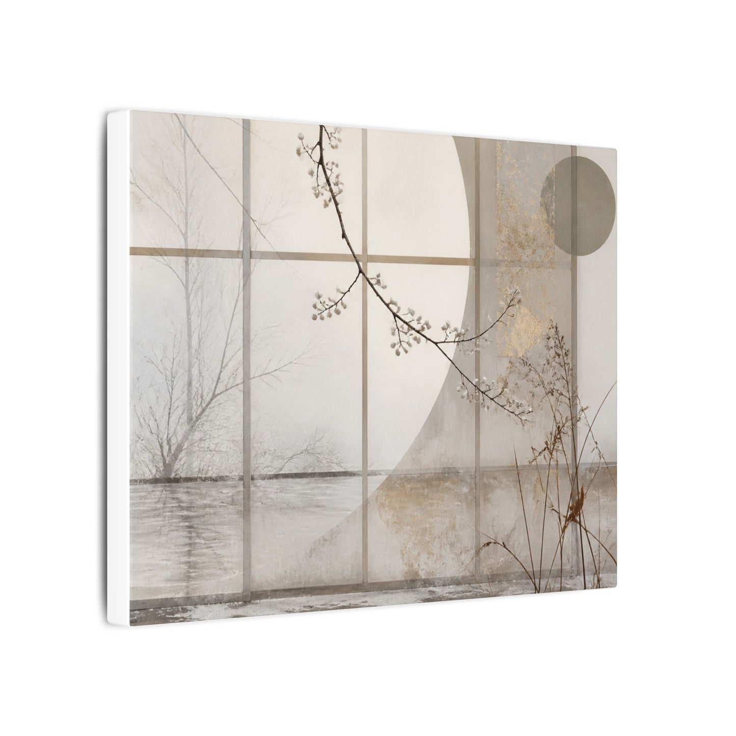Winter Shoji Screen Japanese Pattern Canvas Art | Elegant Decor