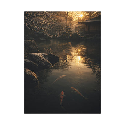 Winter Koi Pond Shadow Zen Canvas Art | Bold Decor