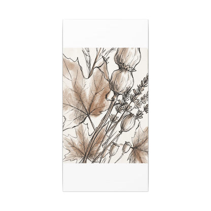 Neutral Dried Flowers Canvas Art - Minimal Line Japandi