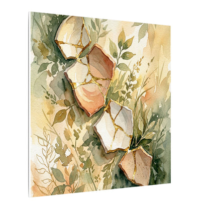 Japandi Broken Pottery in Golden Hour | Watercolor Canvas Art