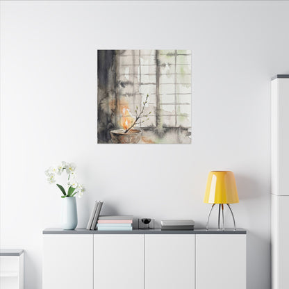 Shoji Screen Canvas Art | Spring Japandi Watercolor Art