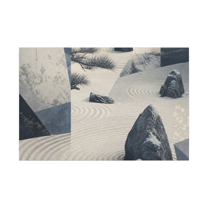 Seijaku Rock Garden Canvas Art - Zen Ukiyo E Inspired