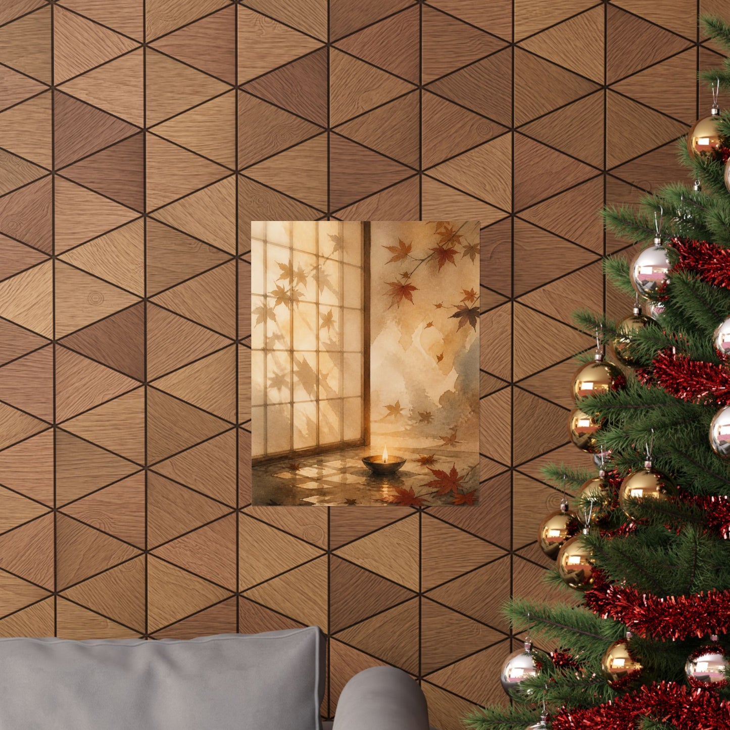 Shoji Screen Autumn Wall Art Print | Japandi Warm Design