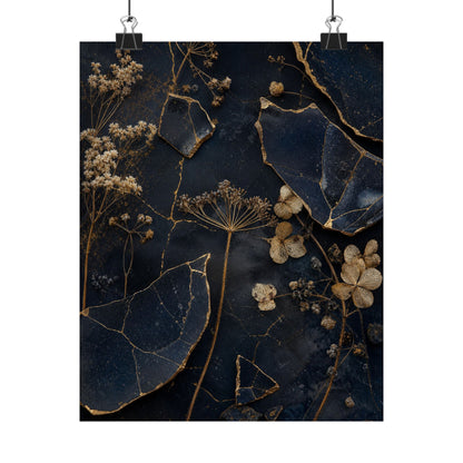 Dried Flowers Broken Beauty Wall Art Print | Healing Kintsugi Art