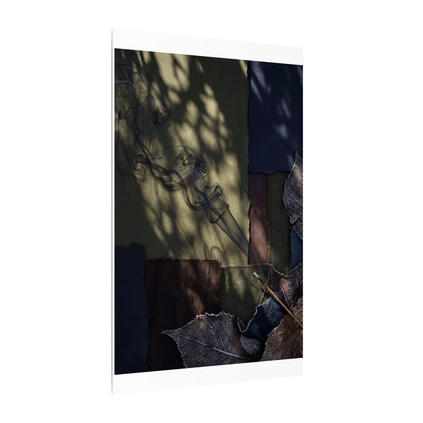 Ma Incense Smoke Canvas Art - Dark Japandi Dark Texture