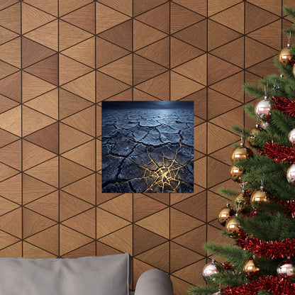 Artful Cracked Earth Wall Art Print - Gold Vein Kintsugi