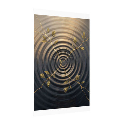 Kanso Water Ripple Canvas Art - Kintsugi Gold Vein