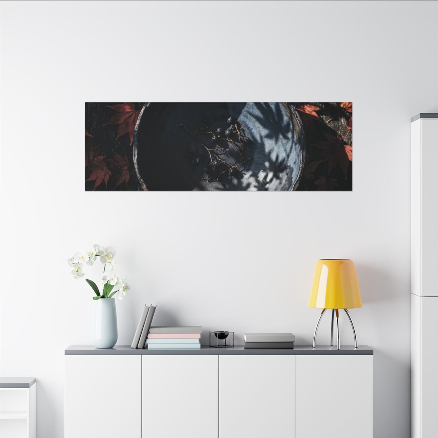 Autumn Ceramic Bowl Shadow Zen Canvas Art | Bold Decor