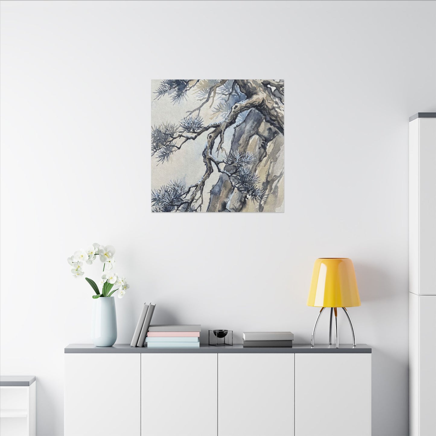 Moonlight Pine Tree Canvas Art - Japandi Seijaku