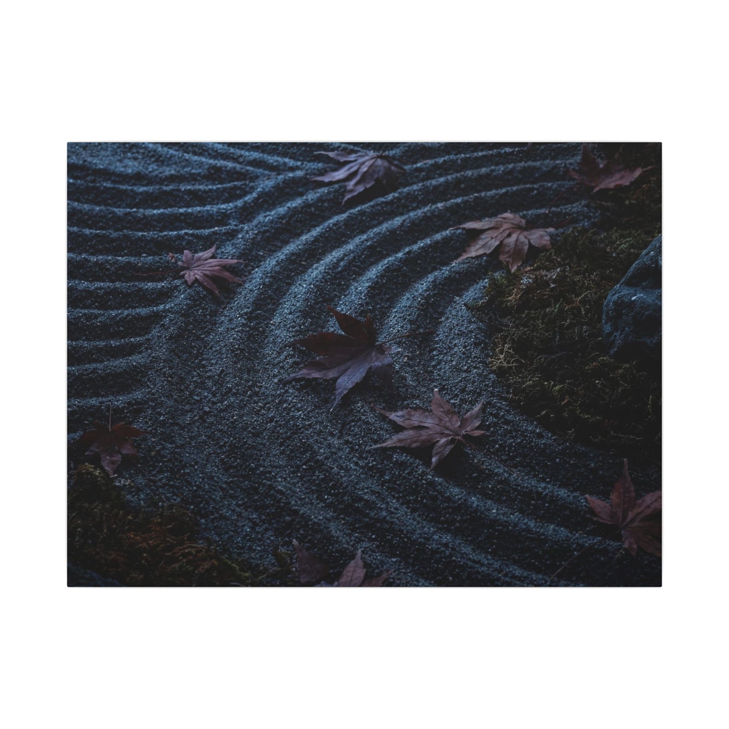Rock Garden Canvas Art | Autumn Dark Japandi Dark Texture Art Art Print