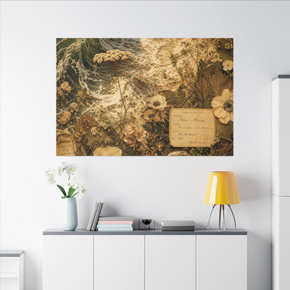 Spring Ocean Wave Herbarium Canvas Art | Nostalgic Decor