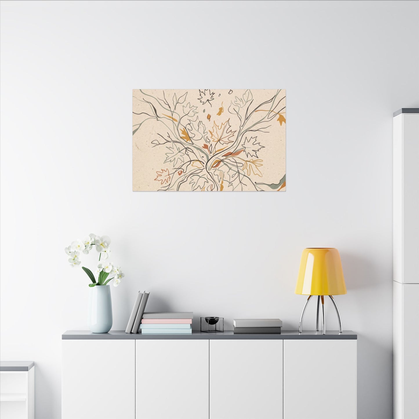 Warm Shadow Play Canvas Art - Minimal Line Japandi