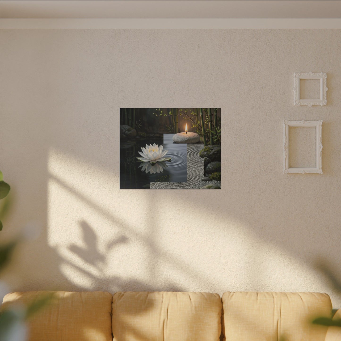 Candlelight Lotus Flower Canvas Art - Zen Kanso