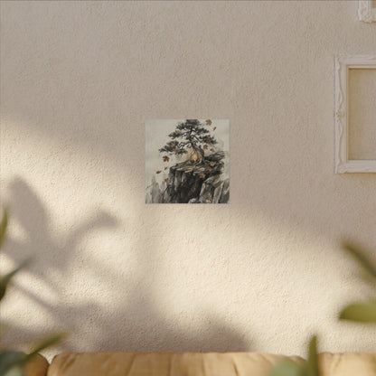 Pine Tree Autumn Canvas Art | Japandi Earthy Design