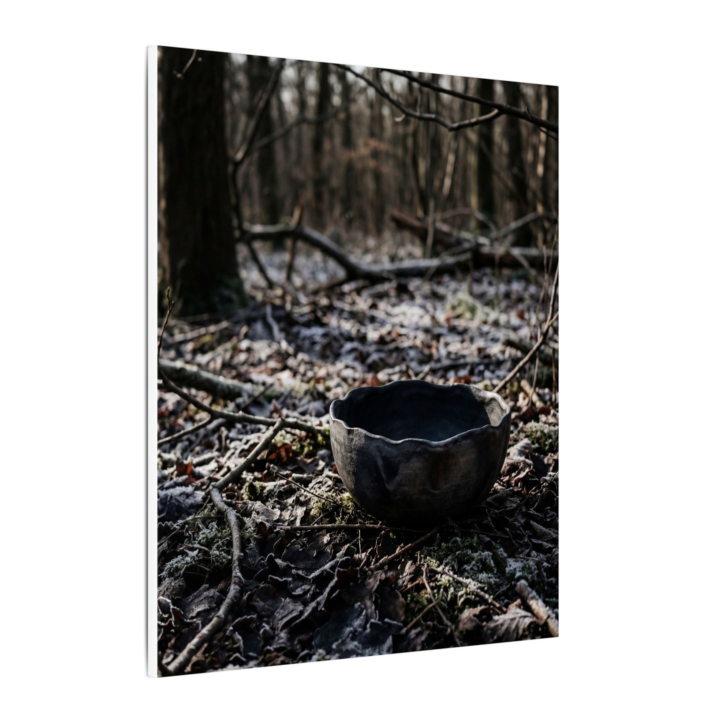 Dappled Ceramic Bowl Canvas Art - Dark Japandi Kanso