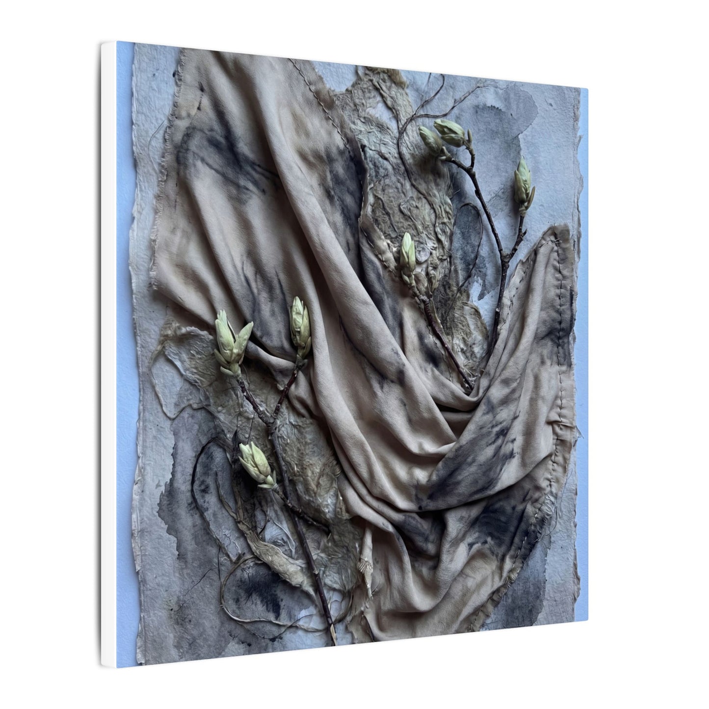 Japandi Silk Drape in Moonlight | Texture Canvas Art