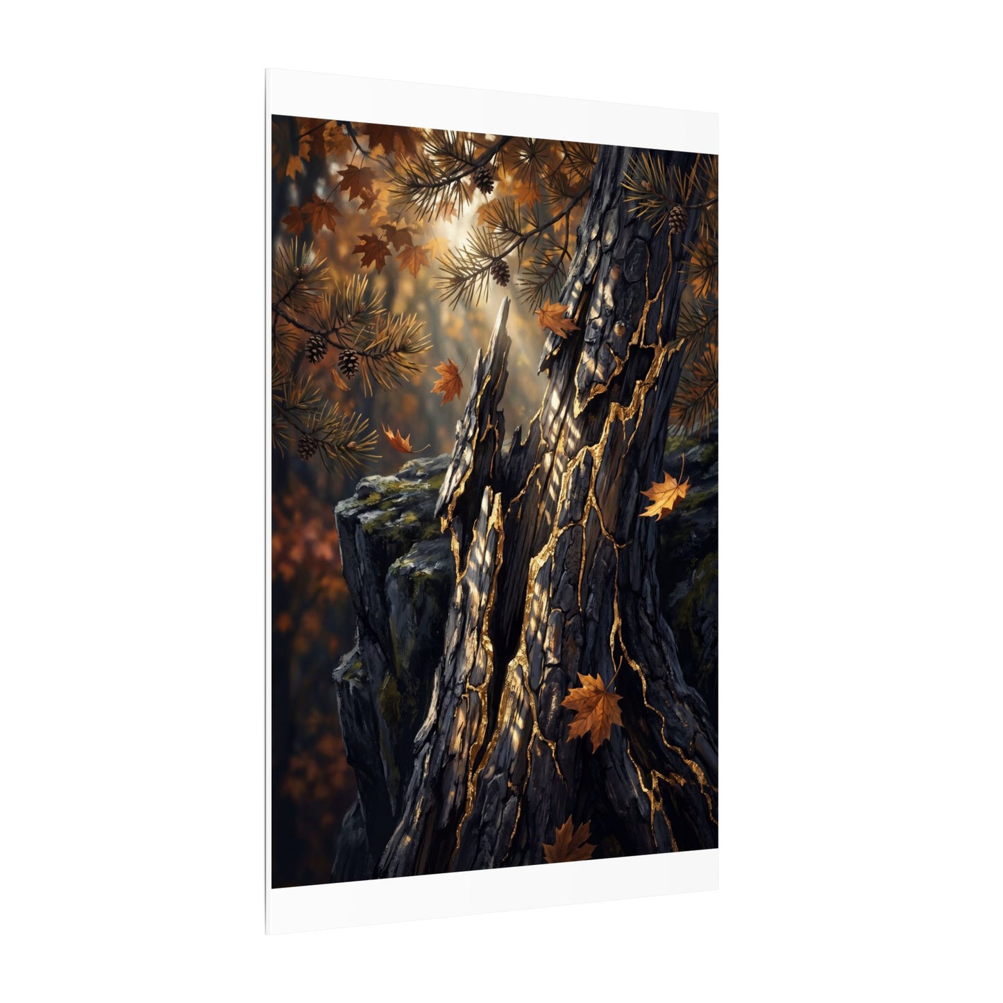 Pine Tree Autumn Canvas Art | Kintsugi Beautiful Design