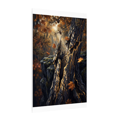Pine Tree Autumn Canvas Art | Kintsugi Beautiful Design
