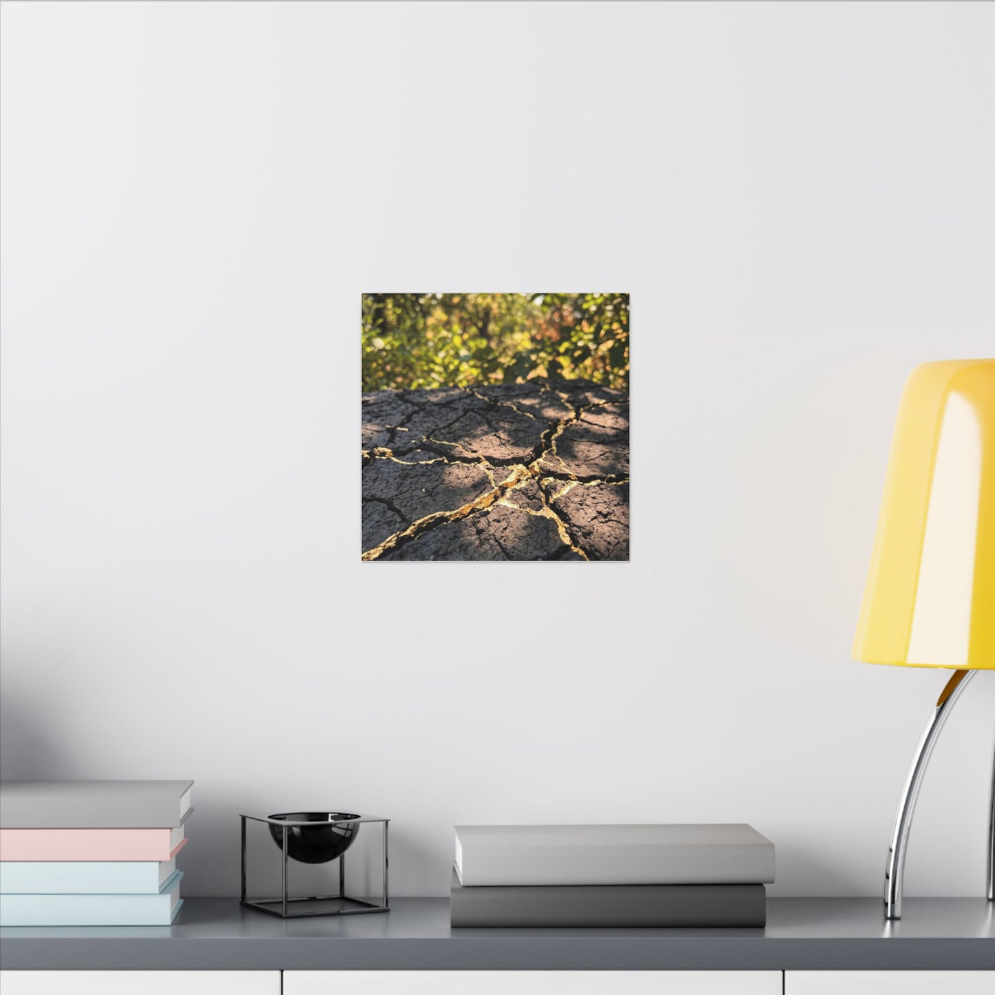 Shibui Cracked Earth Canvas Art - Kintsugi Gold Repair