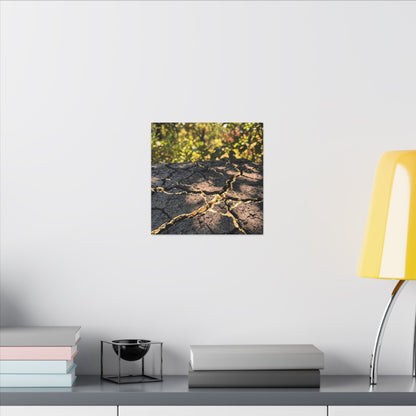Shibui Cracked Earth Canvas Art - Kintsugi Gold Repair