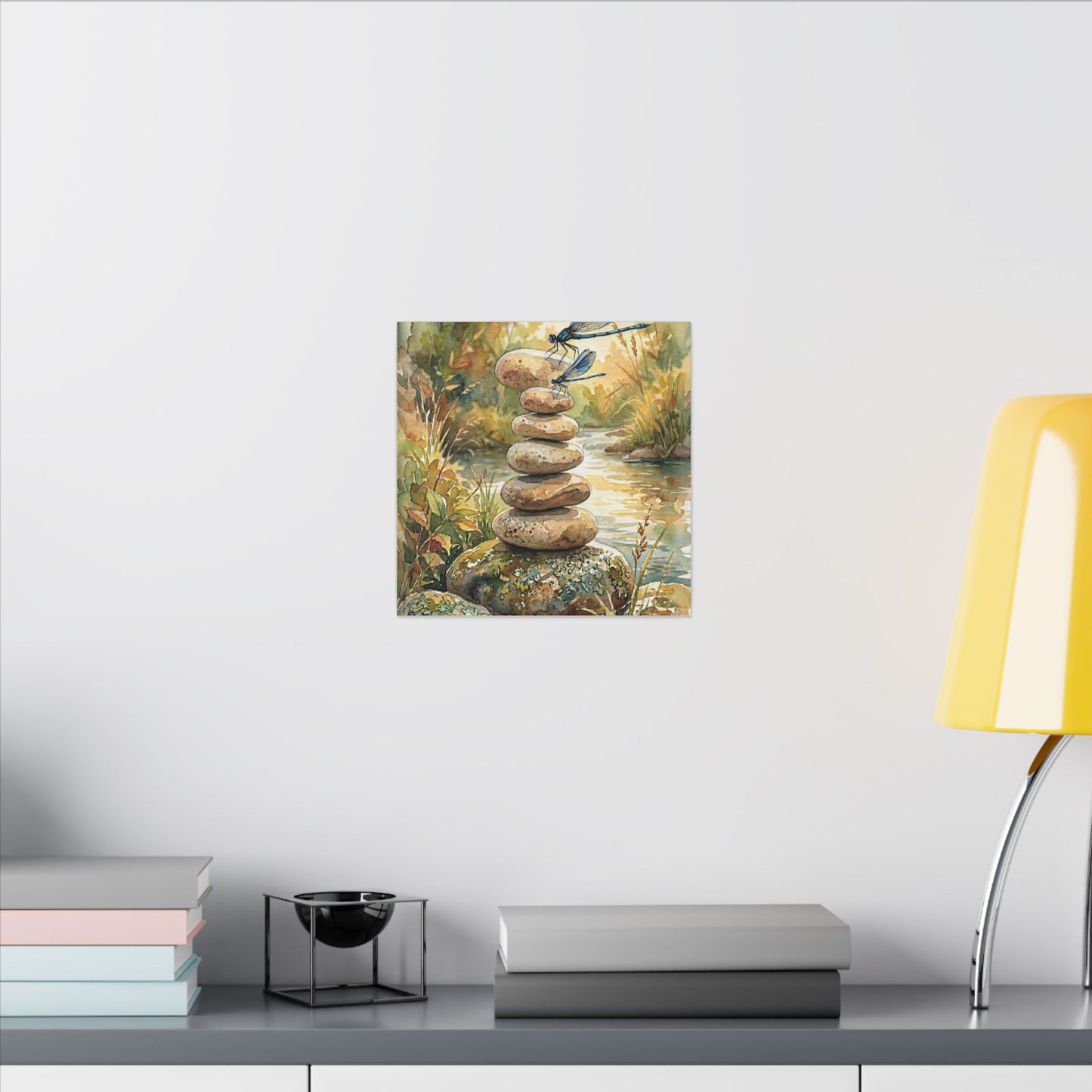 River Stones Summer Canvas Art | Japandi Cozy Design