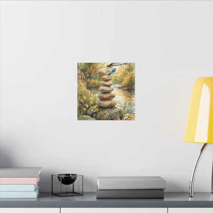 River Stones Summer Canvas Art | Japandi Cozy Design