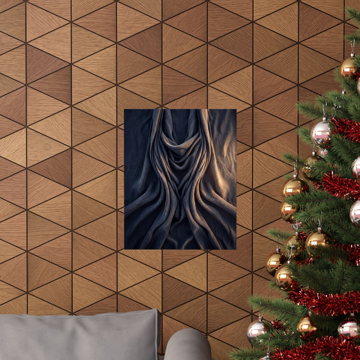 Silk Drape Shadow Zen Wall Art Print | Sophisticated Dark Japandi Art