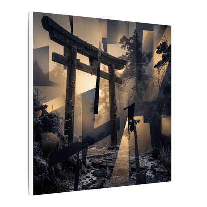 Winter Torii Gate Moody Minimal Canvas Art | Bold Decor