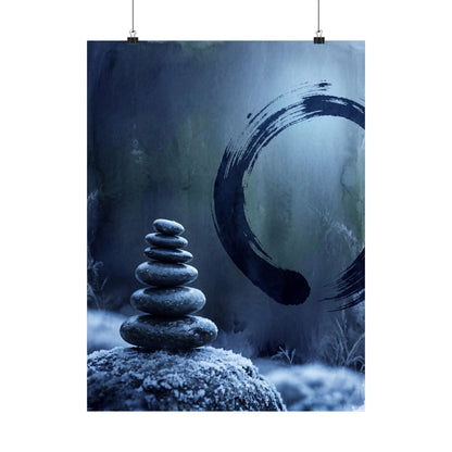 Moonlight River Stones Wall Art Print - Zen Fukinsei