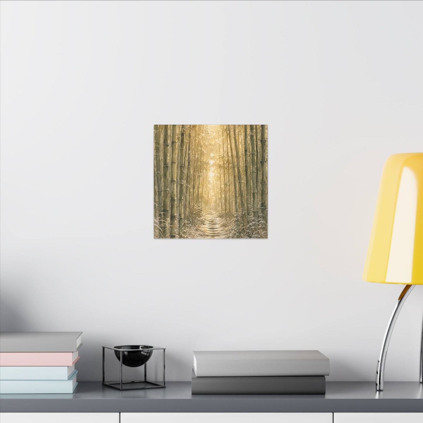 Bamboo Grove Winter Canvas Art | Japandi Elegant Design
