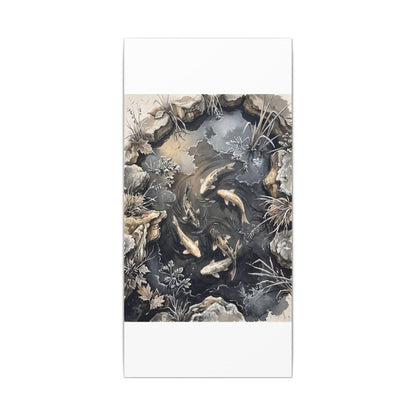 Koi Pond Canvas Art | Winter Japandi Japanese Pattern Art