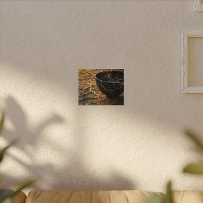 Golden Hour Cracked Earth Canvas Art - Kintsugi Fukinsei