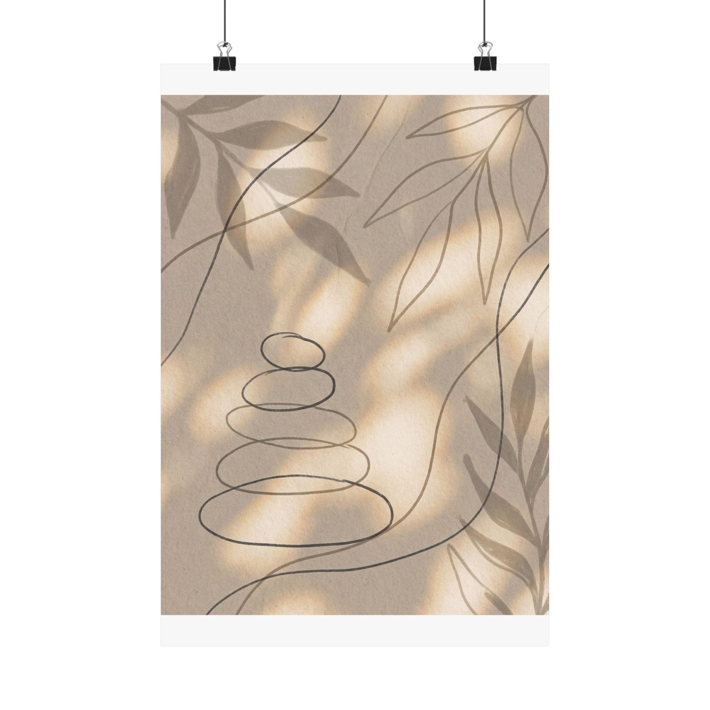 Kanso River Stones Wall Art Print - Japandi Minimal Line Art Print