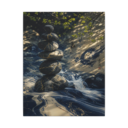 Kintsugi River Stones in Dappled | Broken Beauty Canvas Art