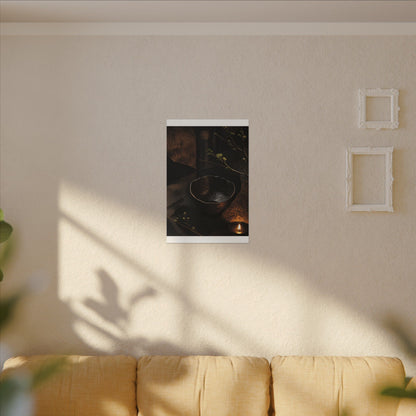 Atmospheric Ceramic Bowl Canvas Art - Shadow Zen Dark Japandi