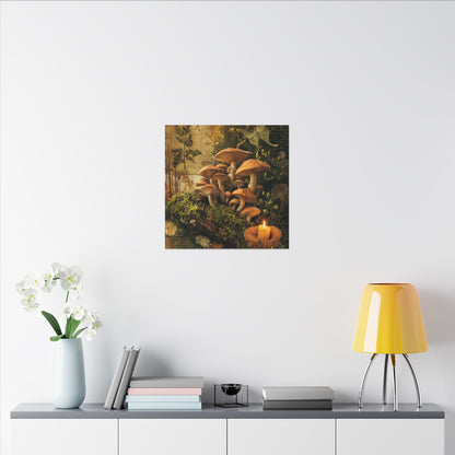 Spring Wild Mushrooms Herbarium Canvas Art | Earthy Decor