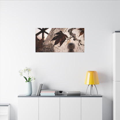 Shoji Screen Autumn Canvas Art | Dark Japandi Atmospheric Design