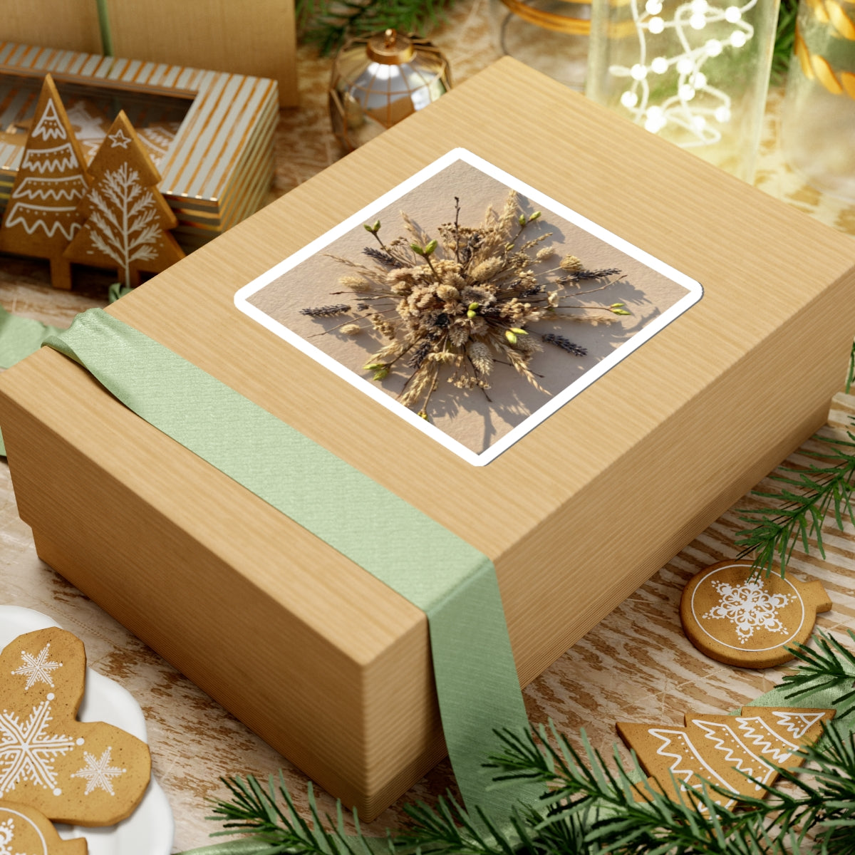 Warm Dried Flowers Sticker - Japanese Pattern Japandi