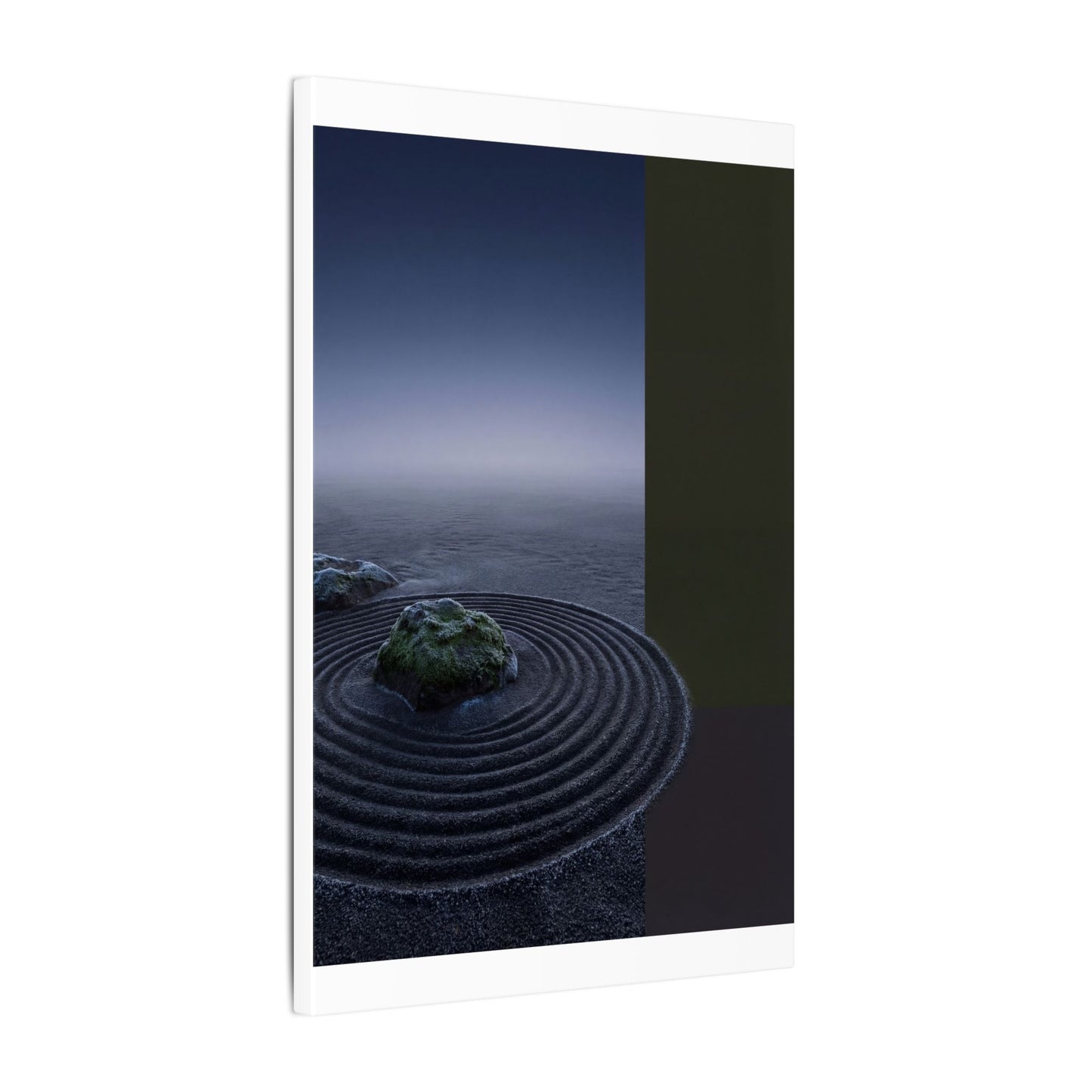 Ma Rock Garden Canvas Art - Dark Japandi Moody Minimal