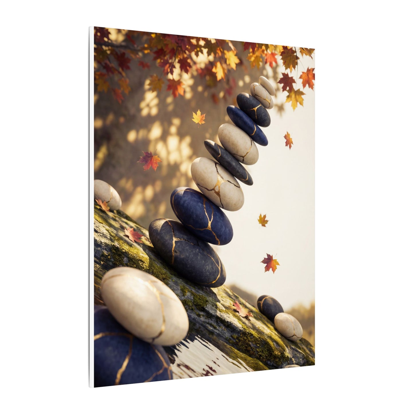 Ma River Stones Canvas Art - Kintsugi Gold Vein