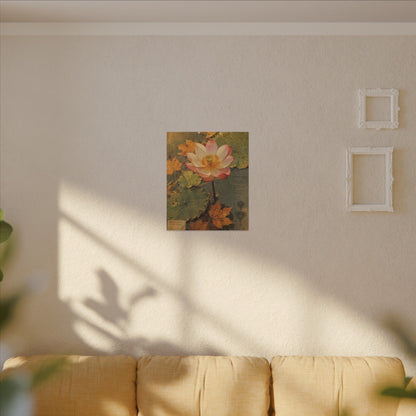 Autumn Lotus Flower Herbarium Canvas Art | Rustic Decor