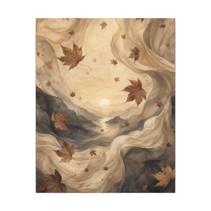 Autumn Silk Drape Watercolor Canvas Art | Earthy Decor