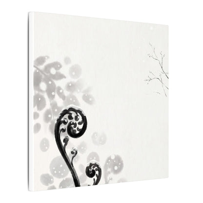 Winter Fern Unfurling Ukiyo E Inspired Canvas Art | Peaceful Decor