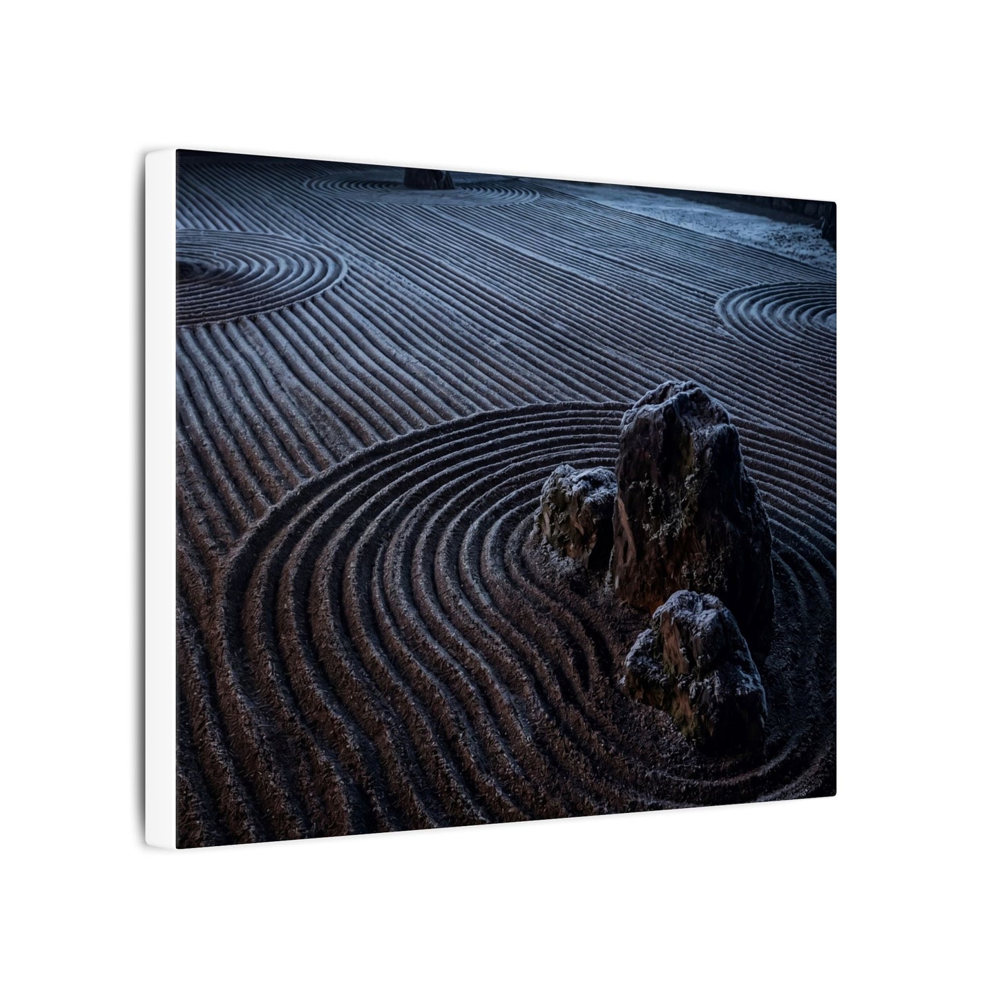Moonlight Rock Garden Canvas Art - Dark Japandi Seijaku