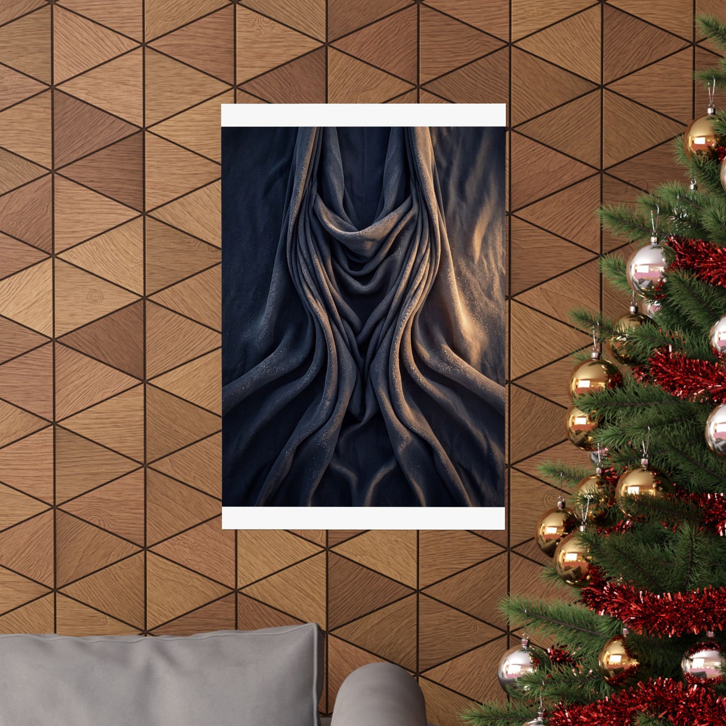 Silk Drape Shadow Zen Wall Art Print | Sophisticated Dark Japandi Art