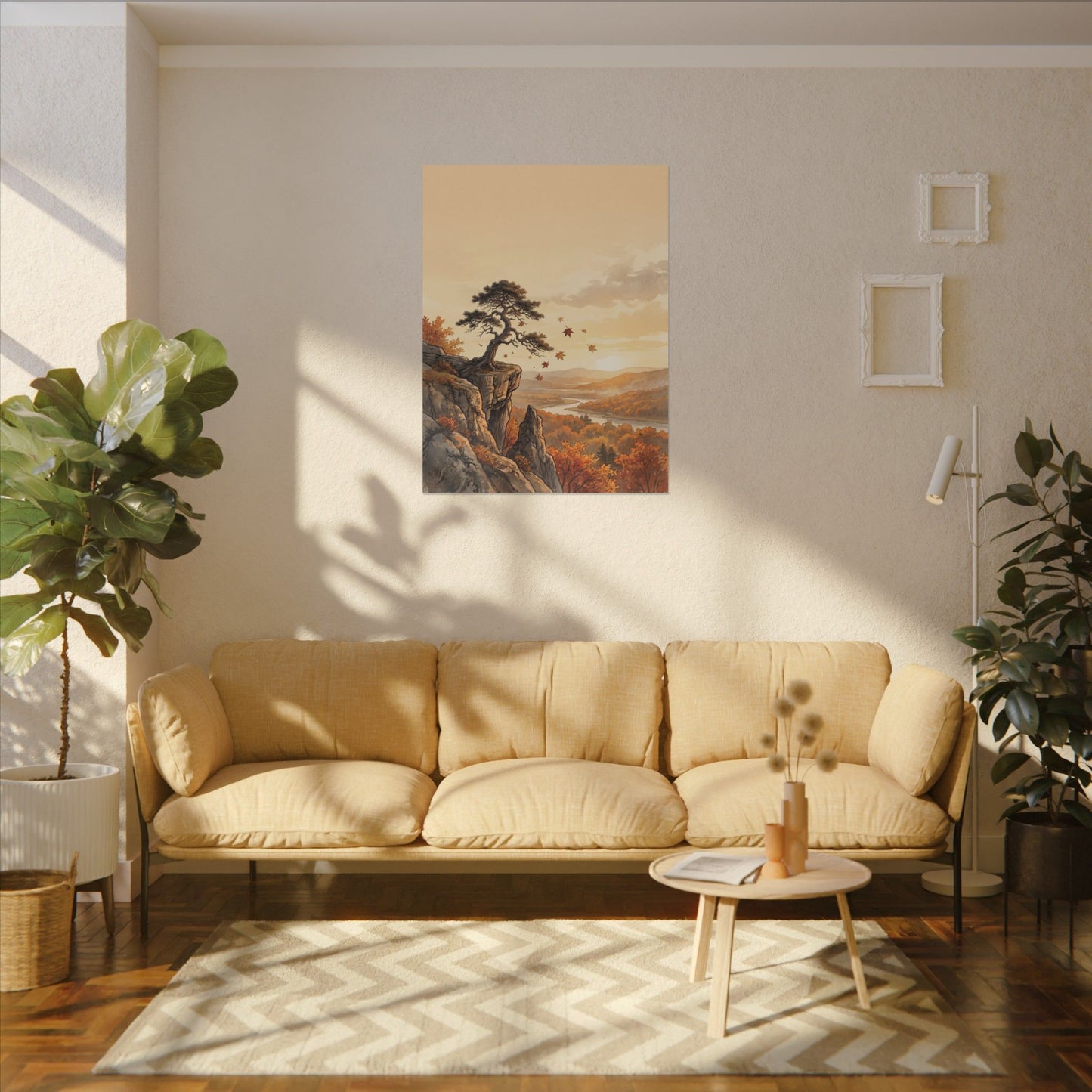 Pine Tree Autumn Canvas Art | Japandi Warm Design
